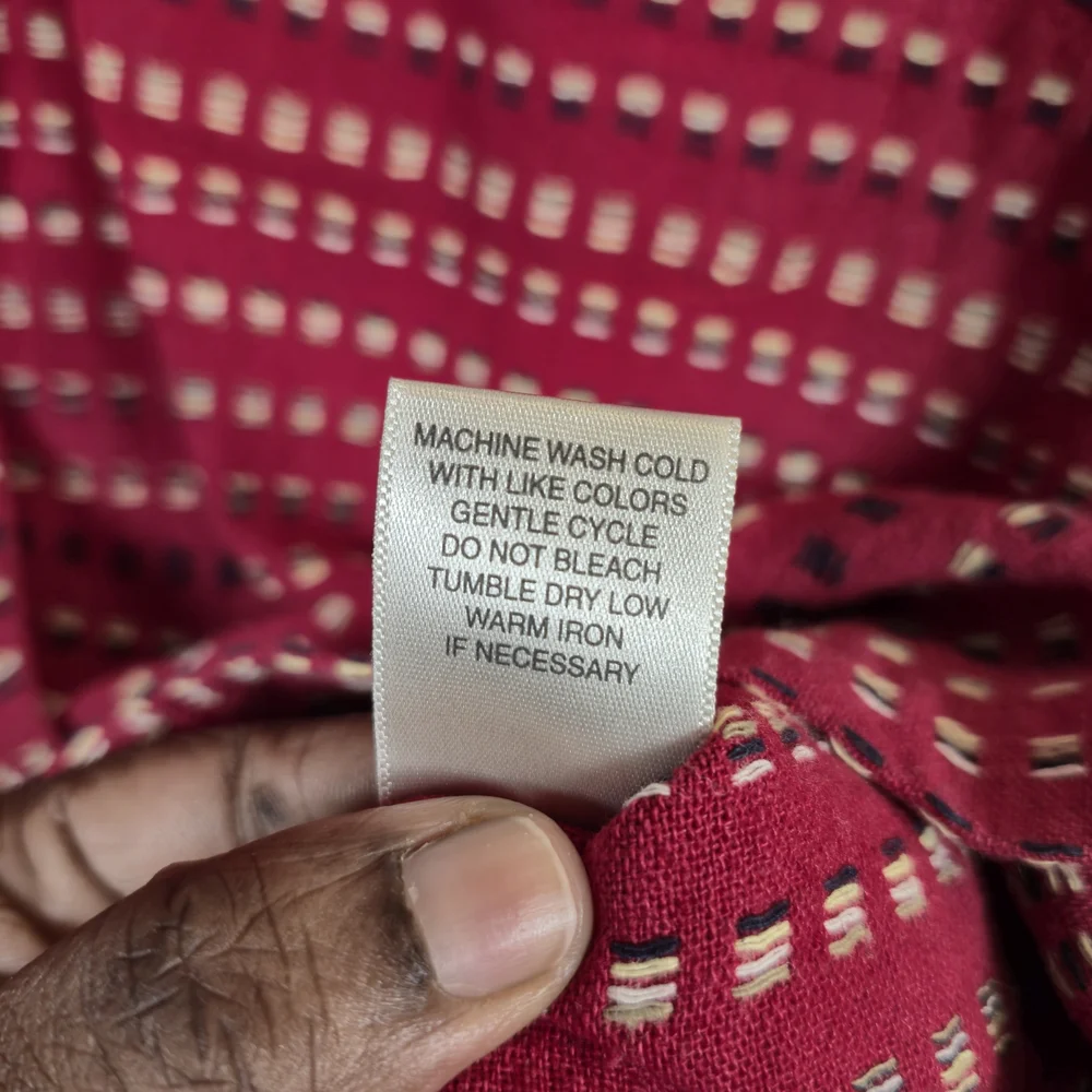 Christopher & Banks Red Textured Linen Cotton Button Down Shirt Large - Picture 8 of 8